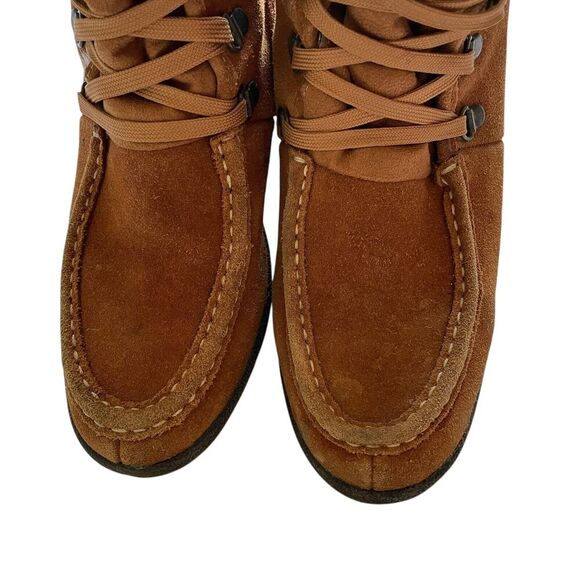 ISO Isotoner Vanessa Suede Leather Wedge Heel Boot Chestnut Brown Womens Size 8 - Picture 7 of 14